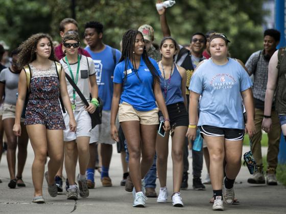 Tour guide and group